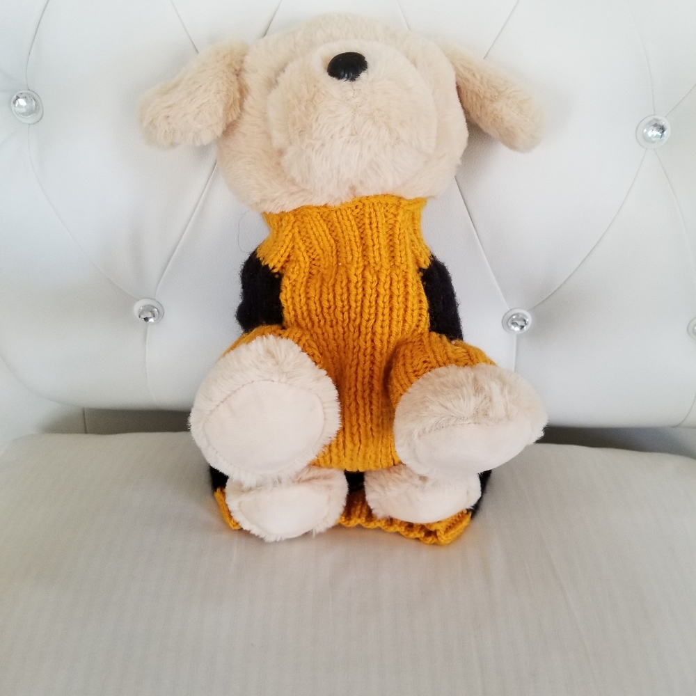 Knit winter puppy sweater. M, Yellow/black. New